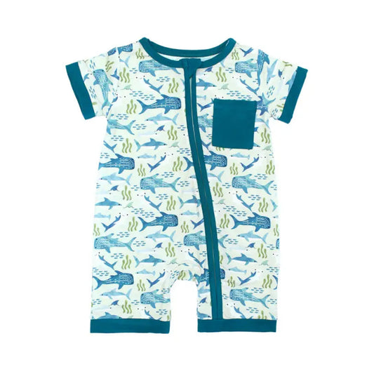 Shark Friends Bamboo Baby Shortie Romper