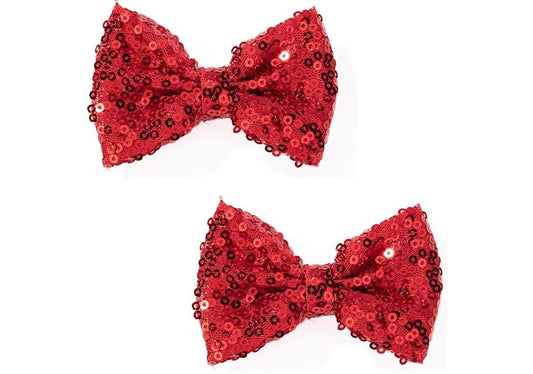 Set of 2 Glitter Bows Hairpin - Sparkling Sequin Bow