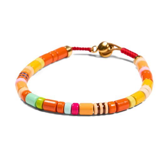 Candy Shop 1: Orange & Yellow Multi Colored Bracelet with Gold Clasp