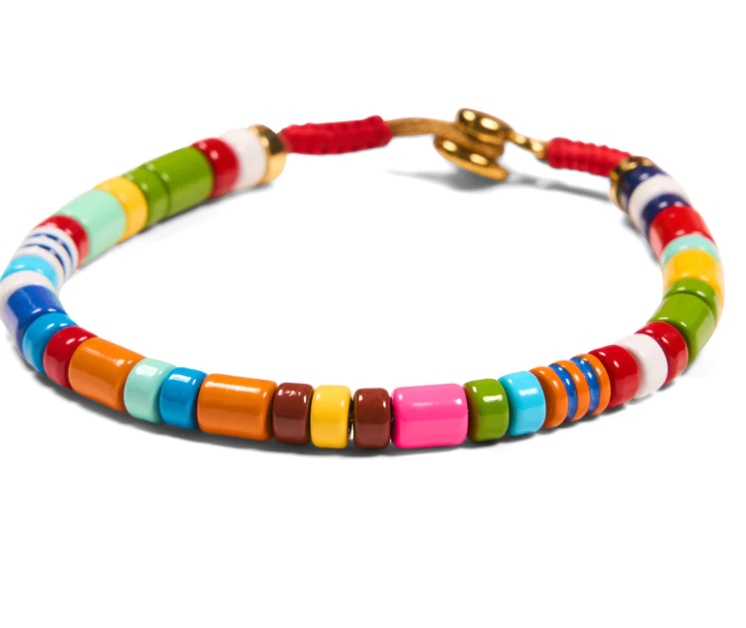 Candy Shop 3: Dark Orange & Blue Multi Colored Bracelet with Gold Clasp