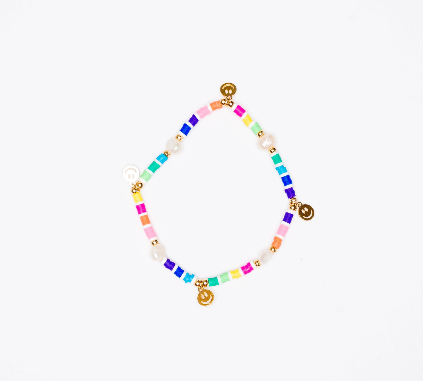 Rainbow Bracelet with Smiley Face Charms