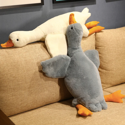 White Fluffy Duck Plush Toy Pillow