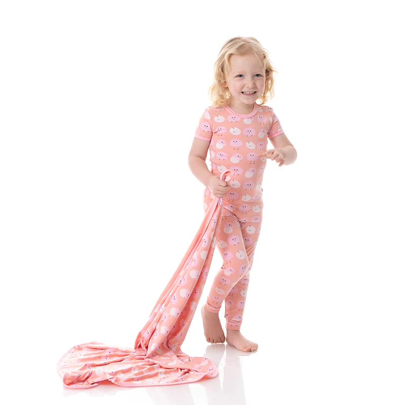 Print Short Sleeve Pajama Set in Blush Peep Peeps