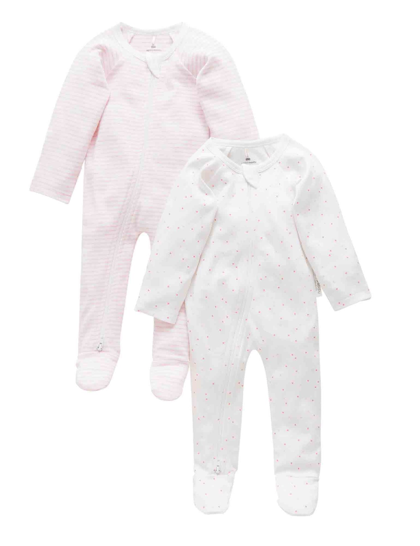 Pale Pink 2 Pack Zip Growsuit