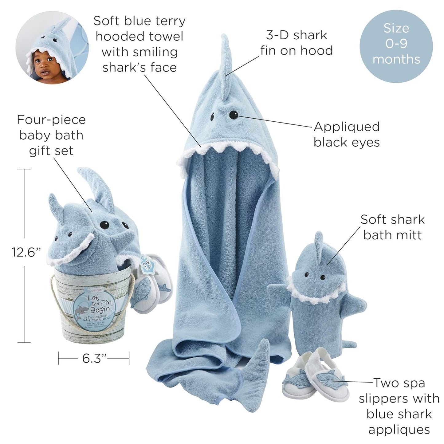 Let the Fin Begin Shark 4-Piece Bath Gift Set