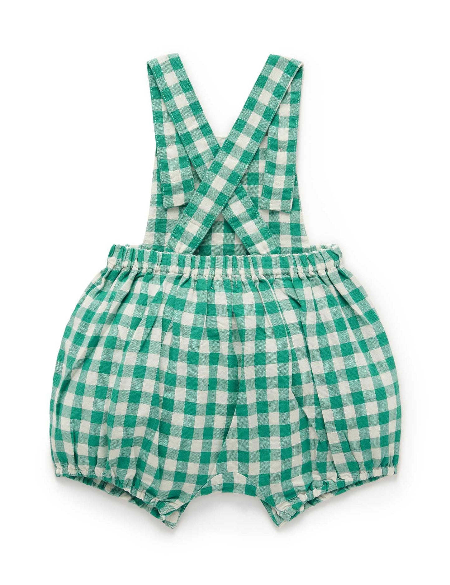 Palm Gingham Linen Blend Overalls