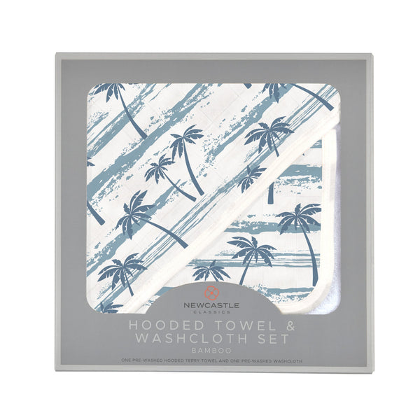 Ocean Palm Trees Hooded Towel + Washcloth Set