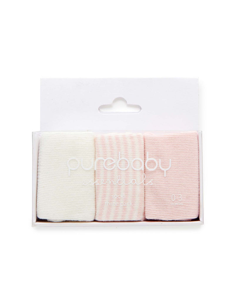 Pale Pink 3 Pack Socks