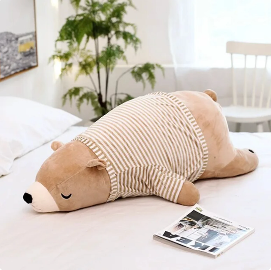 Stuffed Pillow Plush Brown Polar Bear