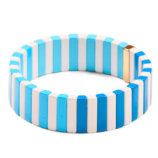 Summer Waves 2: Light Blue & Medium Blue Small Tile Bracelet