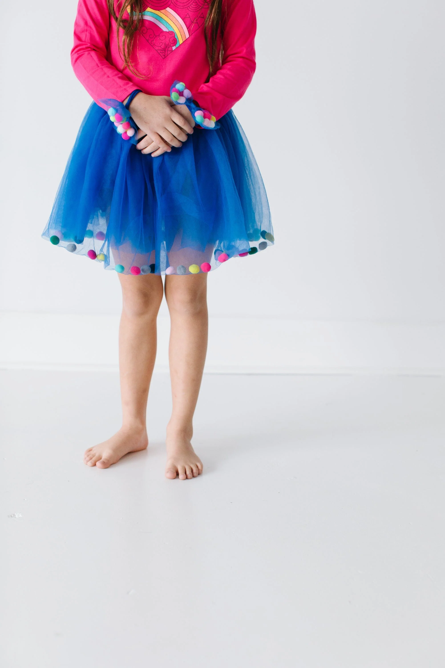 Blue Pom Pom Tutu and Bow Hair Tie Set