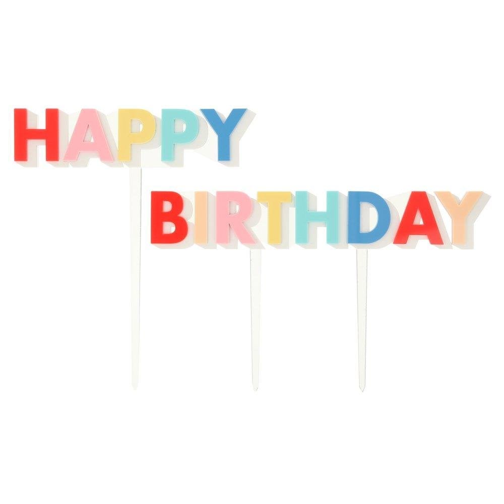 Happy Birthday Acrylic Cake Toppers (x 2)