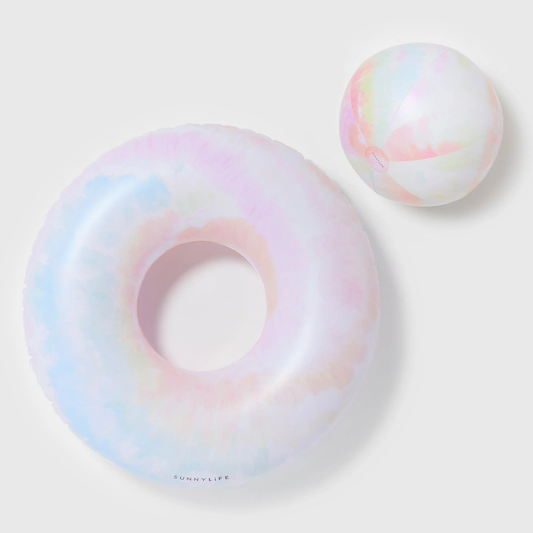 Tie Dye Tube Pool Ring and Ball Set