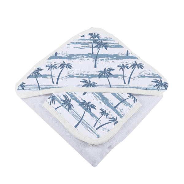 Ocean Palm Trees Hooded Towel + Washcloth Set