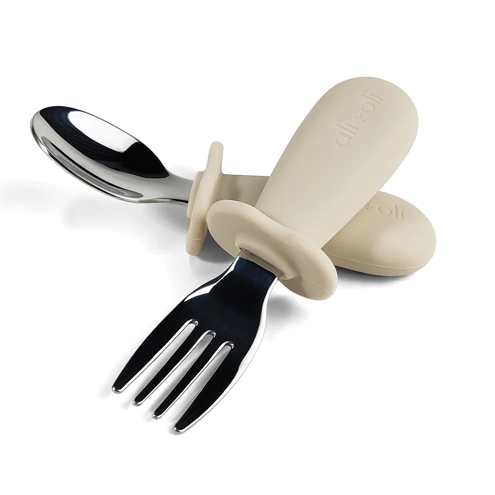 Khaki Spoon & Fork Learning Set for Toddlers