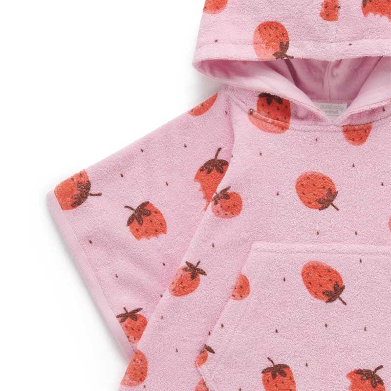 Strawberry Print Towelling Poncho