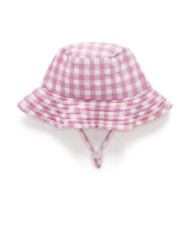 Fig Gingham Broad Brim Swim Hat