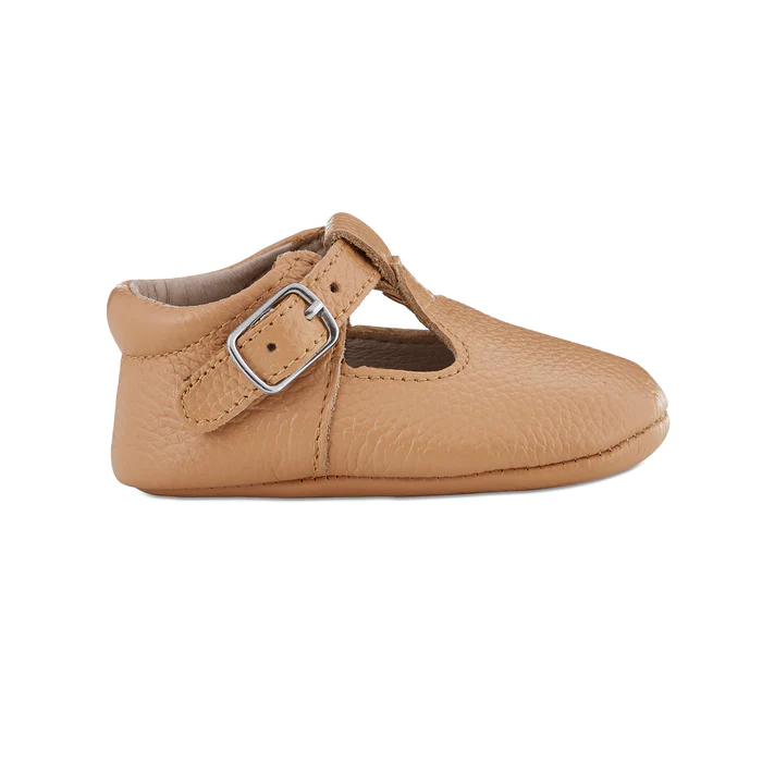 Caramel Soft-Sole Leather Mary Jane Moccasins