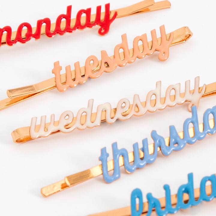 Enamel Week Day Hair Slides (x 7)