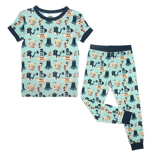 Pirate's Life Bamboo Short Sleeve Kids Pajama Pants Set