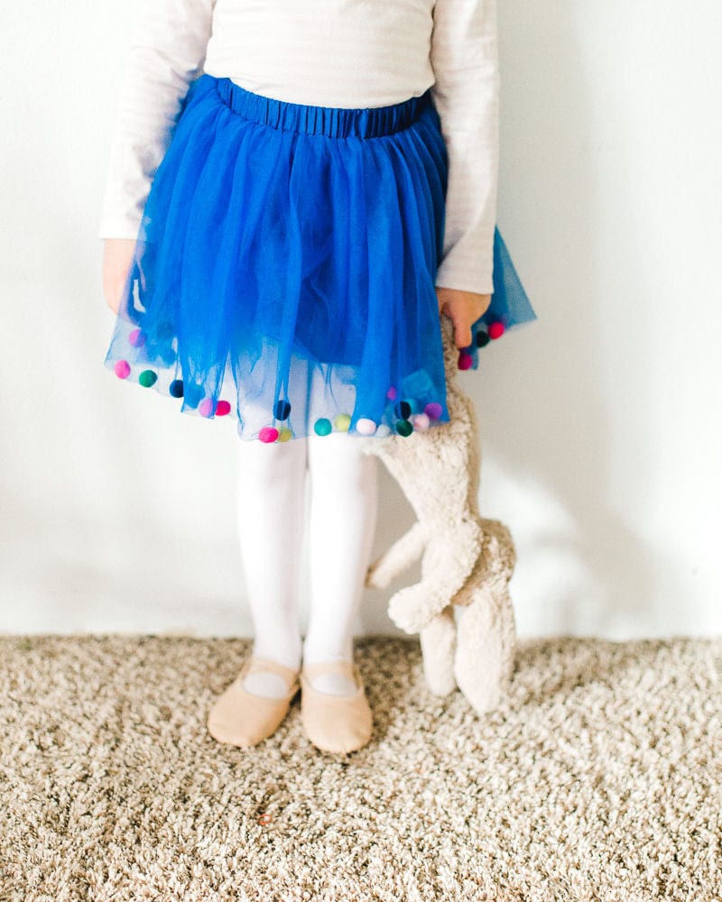 Blue Pom Pom Tutu and Bow Hair Tie Set