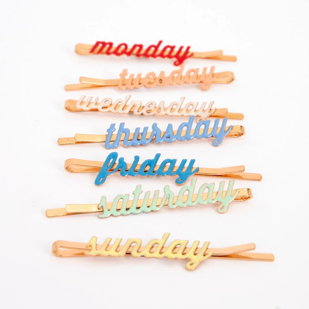 Enamel Week Day Hair Slides (x 7)