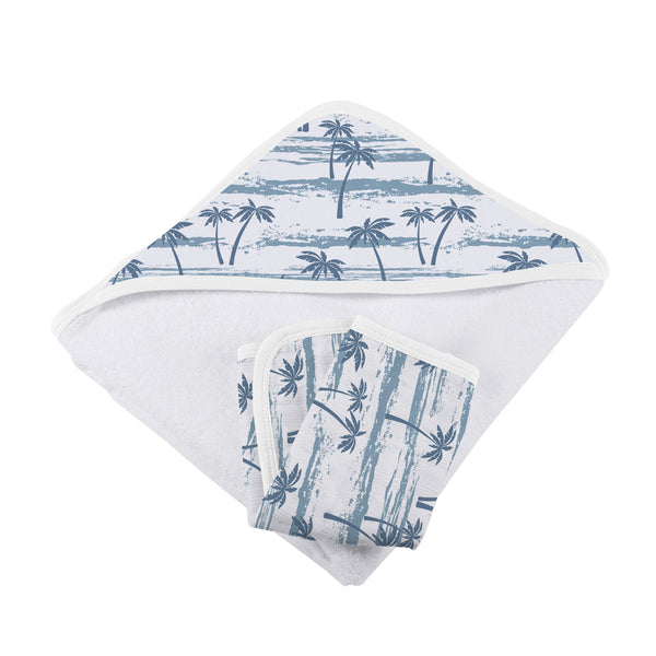 Ocean Palm Trees Hooded Towel + Washcloth Set