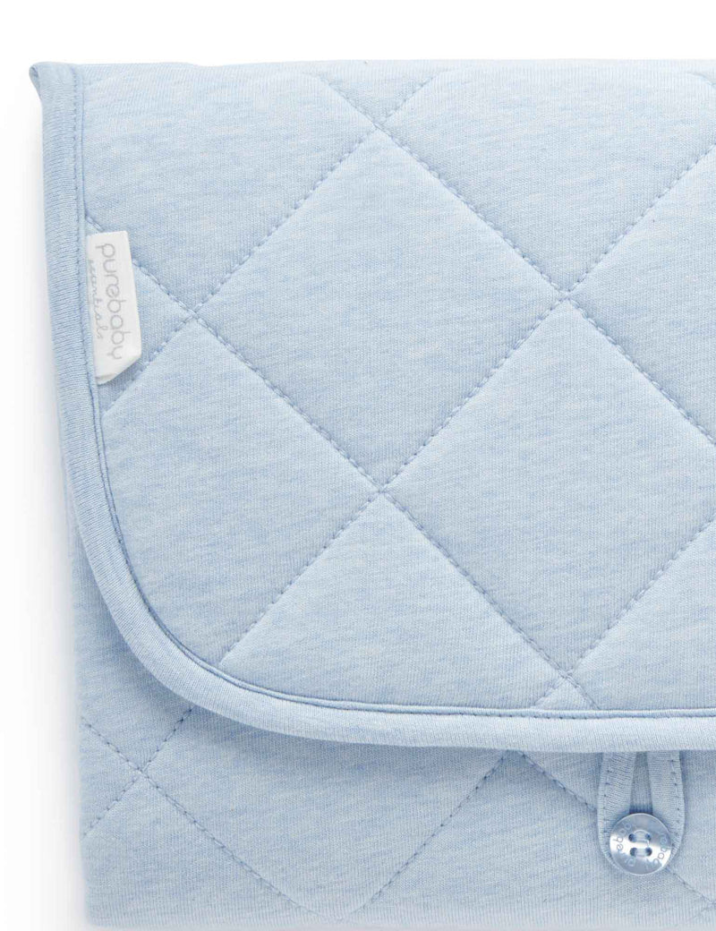 Soft Blue Melange Quilted Change Mat