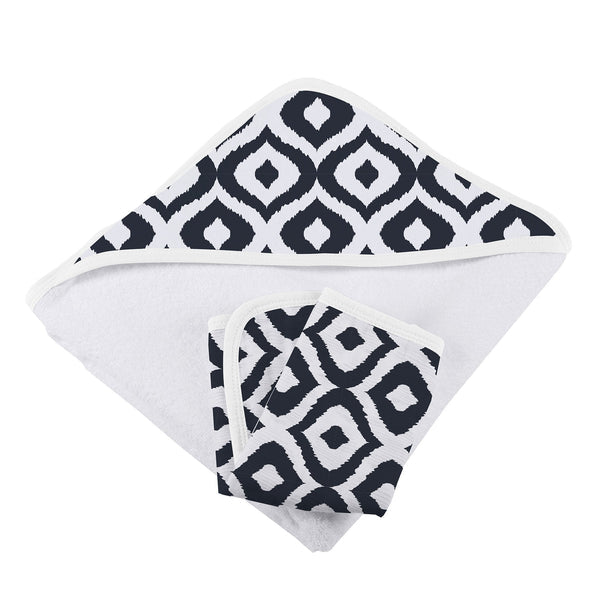 Moroccan Blue Hooded Towel and Washcloth Set