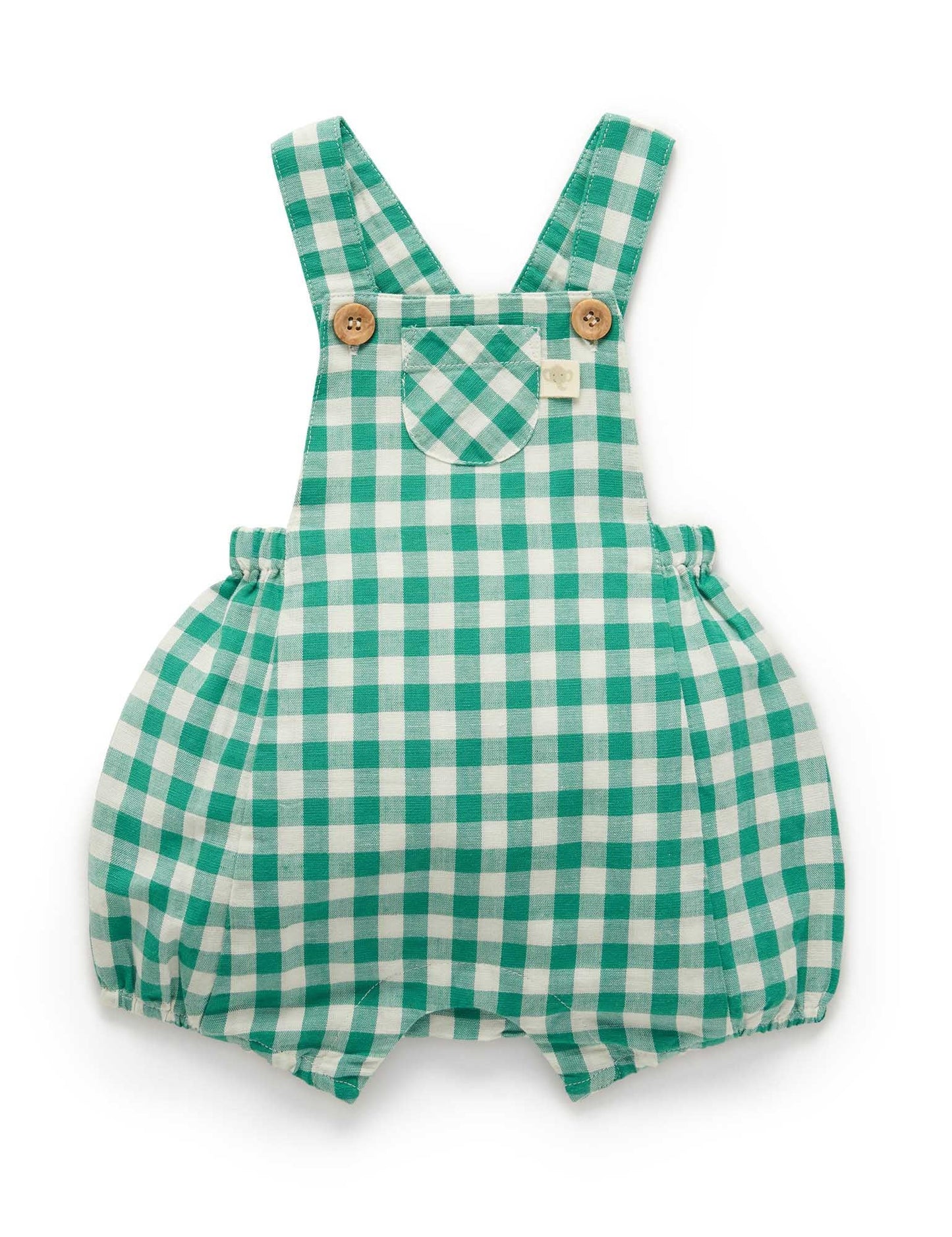 Palm Gingham Linen Blend Overalls