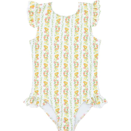 Girls Citrus Ruffle Sleeve One Piece