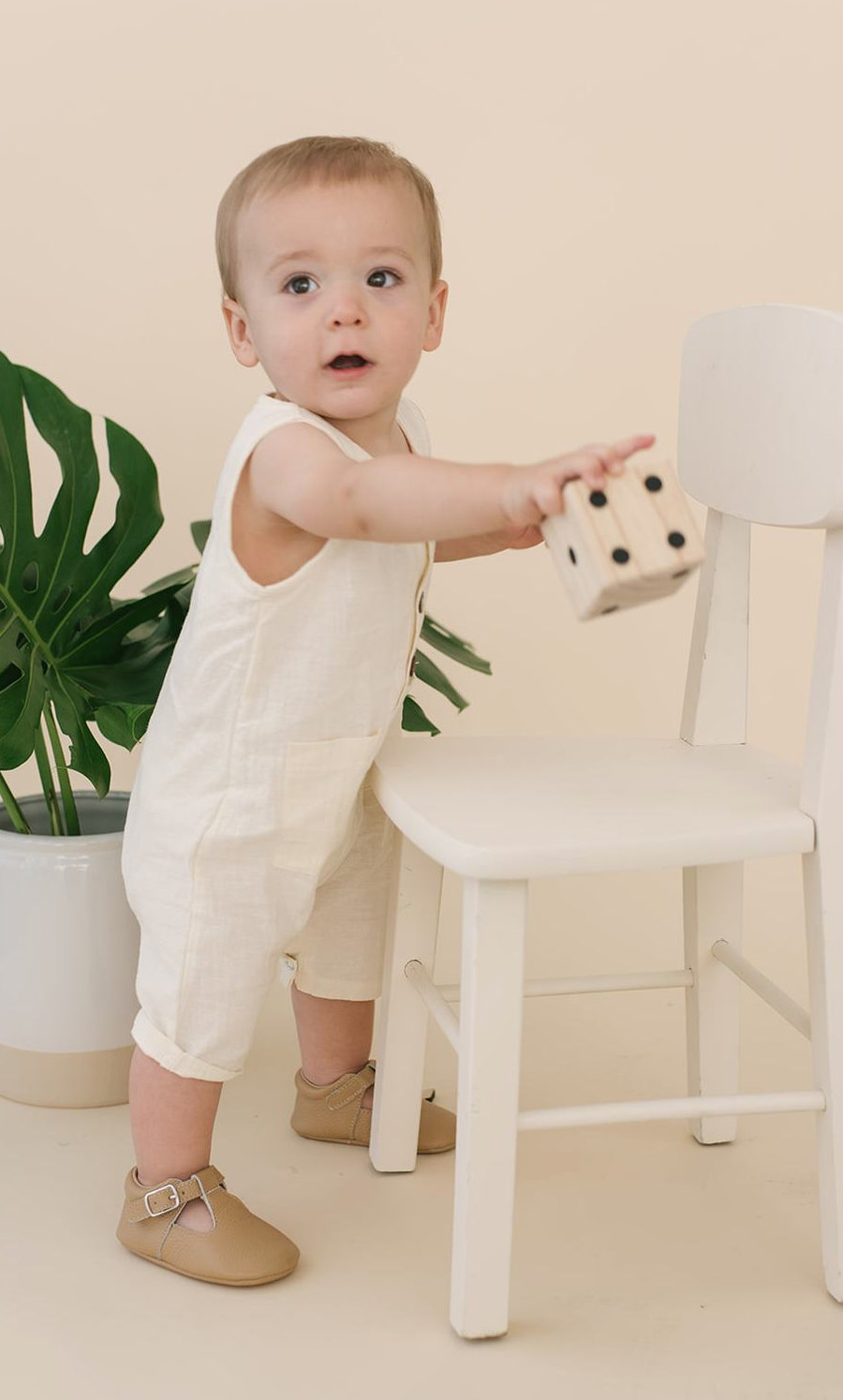 Cream Crop Linen Romper